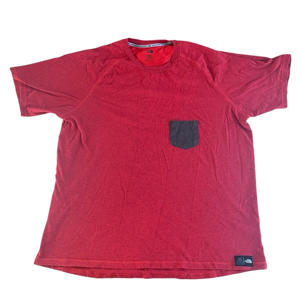 North Face Men's Size XXL 2XL Mountain Athletics Red T-Shirt FlashDry Pocket Tee